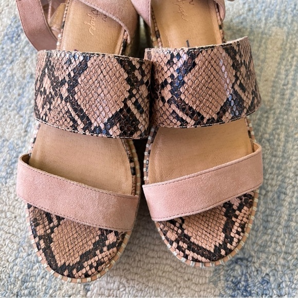 Crown Vintage Raffia espadrille leather ankle strap platform sandals siz… - Picture 5 of 9